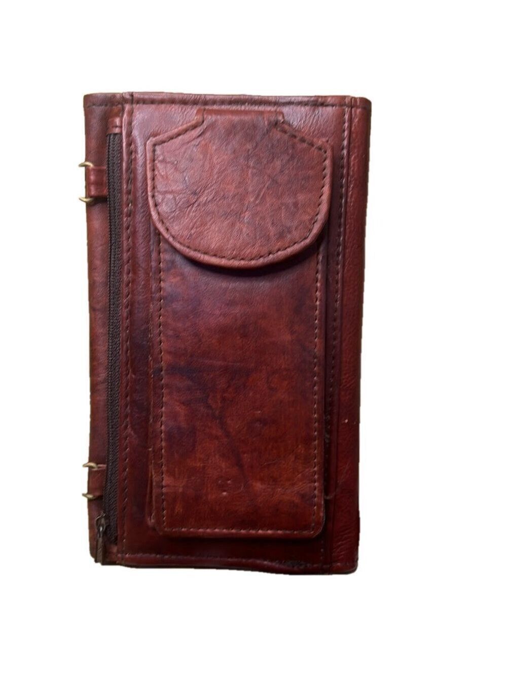 Brown Wallet, 7.5” Long, 5” Wide, lots of card slots. Feels like lamb Leather—